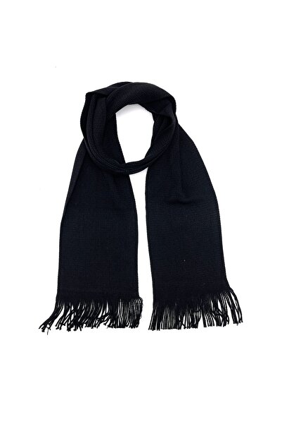 nazipek Düz Renk Pamuklu Örme Siyah Atkı Kaşkol 190 Cm