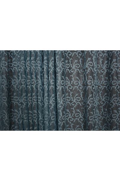 AKÇA TEKSTİL Shawl Blue Color Single Wing Ready-made Planted Pleated Background Curtain 300*260 Cm