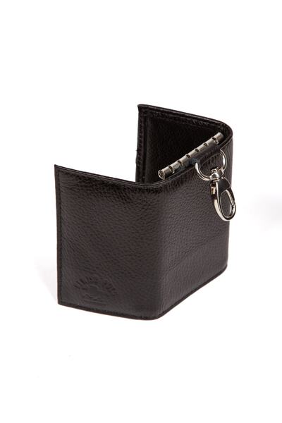 Newish Genuine Lambskin Balanced Snap Keychain.black (9.5CM X 6CM)
