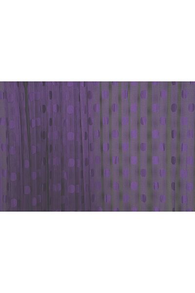 AKÇA TEKSTİL Purple Colored Polka Dot Model - Rope Curtain, Buttoned Ready