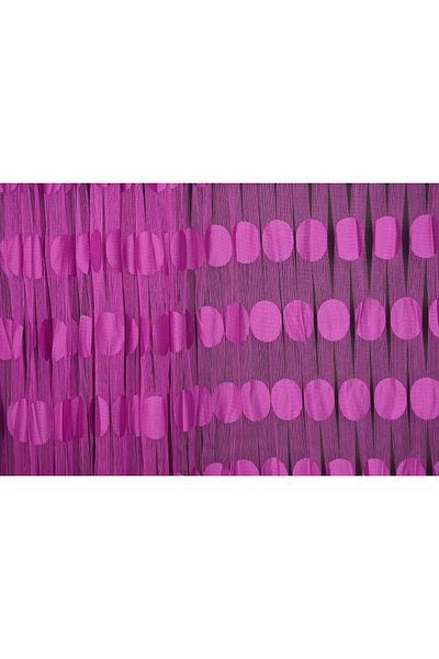 AKÇA TEKSTİL Large Polka Dot Model Fuchsia Color Rope Curtain Ready Made Buttons Sewn Rope Curtain 300*280 Cm