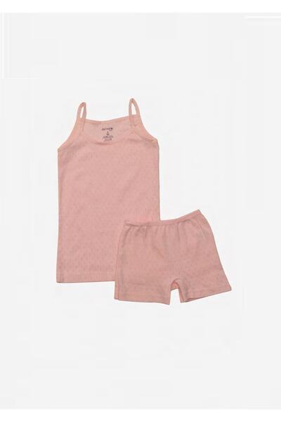 ÇamaşırcımShop %100 Pamuk Gül Kurusu Ince Askılı Kız Çocuk Atlet Boxer Takım