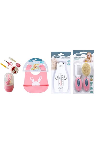 Sevi Bebe Baby Care Set (Nail Clipper Set+silicone Bib+degree+comb Brush)