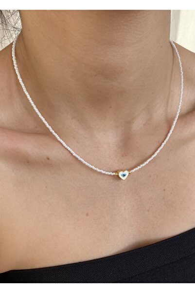 takıtarzım قلادة من الخرز على شكل عين قلب للنساء