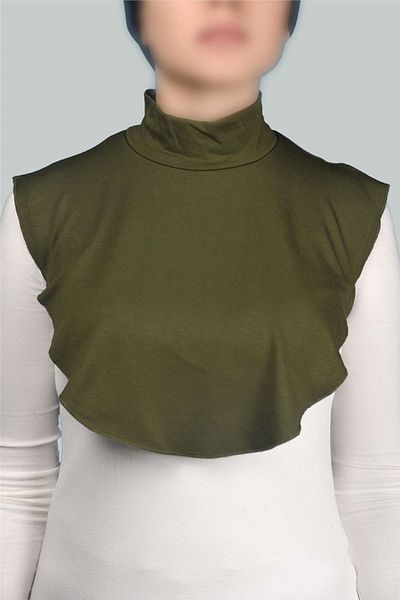 Altobeh Plain Turtleneck Throated Combed Cotton Hijab Neck Collar - Khaki