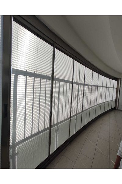 Orlenda Adhesive System Glass Balcony Curtain Pleated Curtain