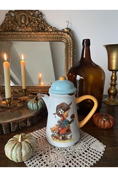 Handmadesign Kapaklı El Yapımı Seramik Sürahi - Ayıcıklı Masalsı Kız Sonbahar...