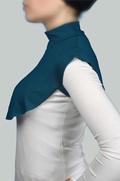 Altobeh Plain Turtleneck Throated Combed Cotton Hijab Neck Collar - Petrol Color