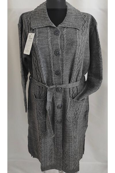 ECE GİYİM Πλεκτή Ζακέτα Winter Battal Plus Size - Kalın Karay