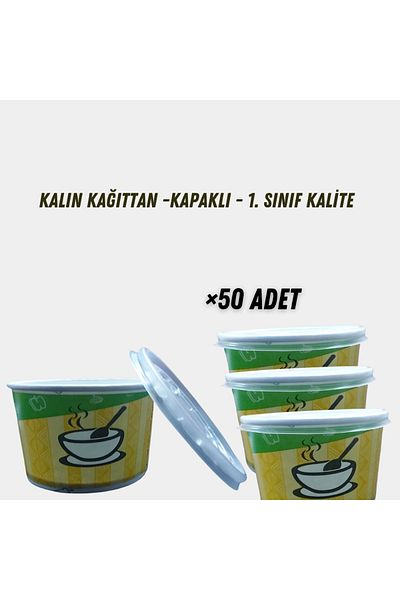 Ayssgo 50 Pieces Cardboard Soup Bowl with Lids 16 Oz