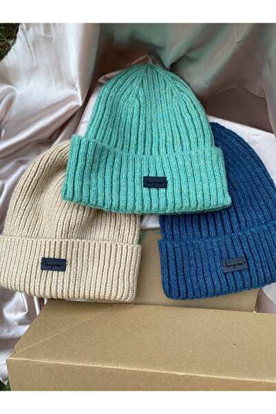 laviyonsa قبعة صوف محبوكة للجنسين مكونة من 3 قطع