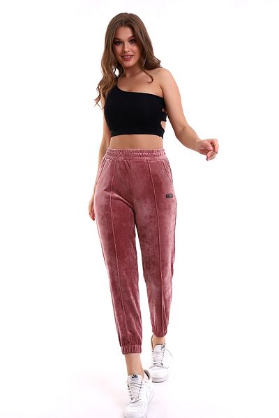 winmoda Pantaloni de sport Gül Yumoş Jogger cu talie înaltă catifea franceză