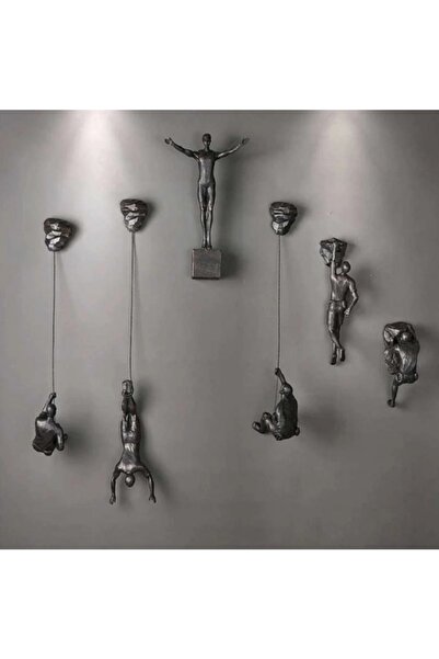 LivadoHome 6'lı Set Duvara Tırmanan Adamlar Dekoratif Heykeller