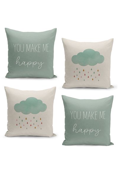 Filamente 4-Piece Digital Printed Throw Pillow Cover Set for Children Baby