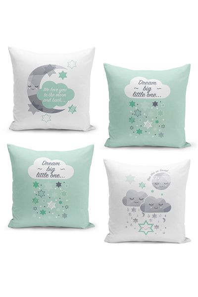 Filamente 4-Piece Throw Pillow Cover Set Kids Baby Room Digital Printed