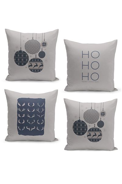 Filamente 4-Piece Throw Pillow Cover Set New Year's Eve Christmas Pattern Double-Sided Digital Printed