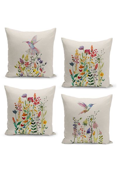 Filamente Set of 4 Throw Pillow Cases, Double Sided Digital Printed