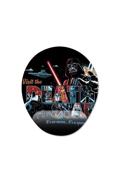 Pixxa Visit Death Star - نموذج لوحة الماوس المدعومة للمعصم من حرب النجوم - بيضاوي واحد