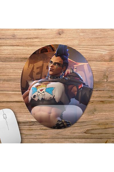 Pixxa موديل لوحة ماوس مدعومة للمعصم من Overwatch 2 - Junker Queen - 1 بيضاوي