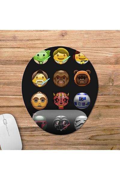 Pixxa نموذج لوحة ماوس يدعم المعصم من Star Wars Emoji - 1 بيضاوي