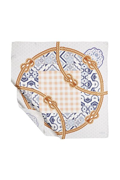 ipekevi Eșarfă din mătase Tivil bej cu frânghie Model 02