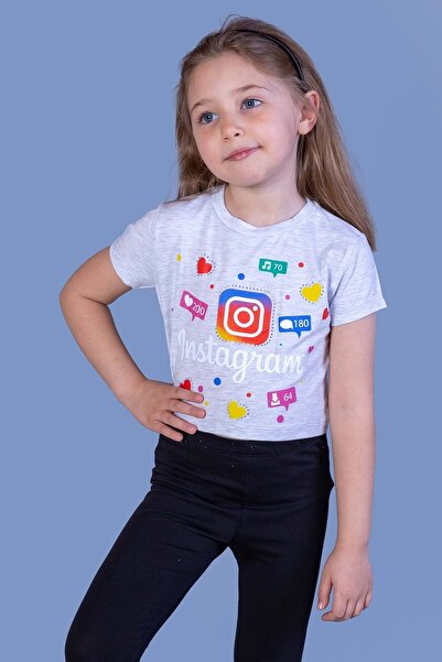Toontoy Tricou pentru fete Hearted Instagram cu imprimeu