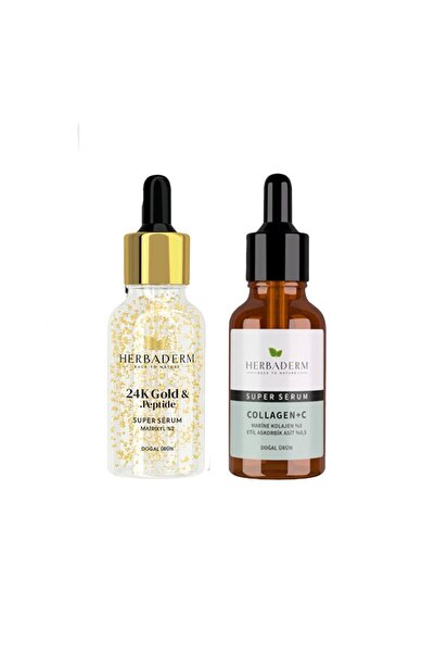 Herbaderm Super Serum 24k Gold & Peptide 30 Ml Ve Collagen+c 30 Ml