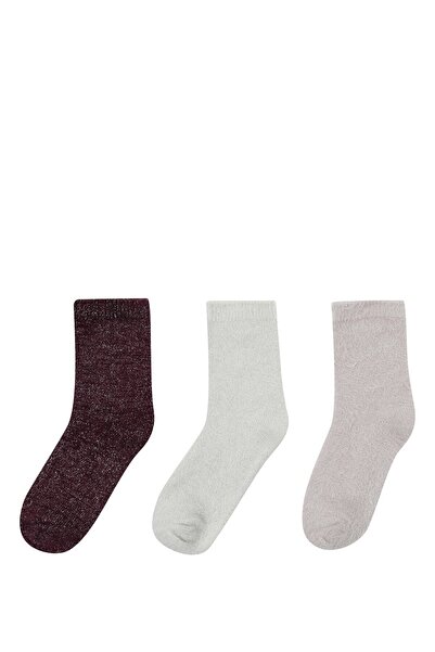 lumberjack Ck7 Leslıe 3-Pack Short Socket Claret Red Women's Socks