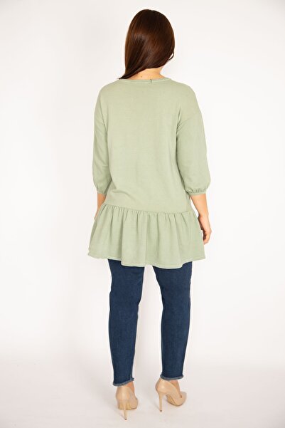 Şans Γυναικείο Μεγάλο Μέγεθος Πράσινο Μανίκι Κάπρι 65n34933