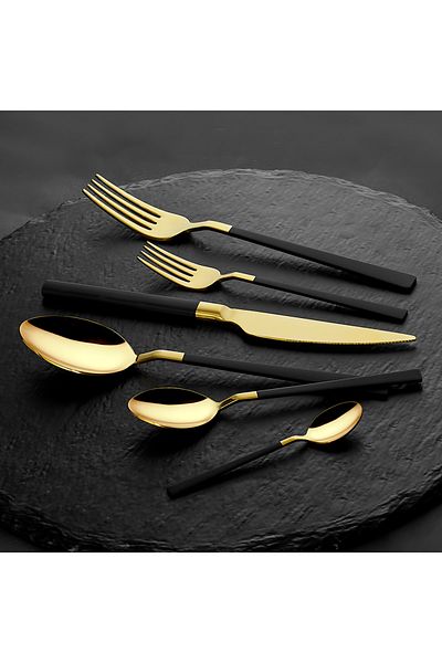 Amboss Lumix Gold Black - 72 Piece Cutlery Set