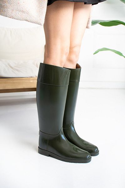 wolk shoes أحذية المطر النسائية مقاومة للماء باللون الكاكي