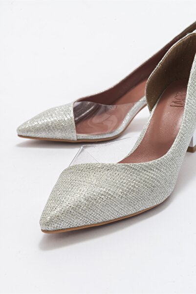 LuviShoes 353 Lame Silvery Heeled Women's Shoes