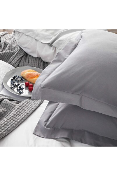 Tinybabyconcept 100% Cotton Flounced 2-Piece Pillow Case 50X70 cm Decorative, Breathable Fabric Gray Color