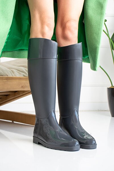 wolk shoes Kadın Yağmur Çizmesi Su Almaz Gri Renk