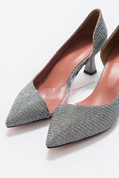 LuviShoes 353 platinsilberne Damenschuhe mit Absatz