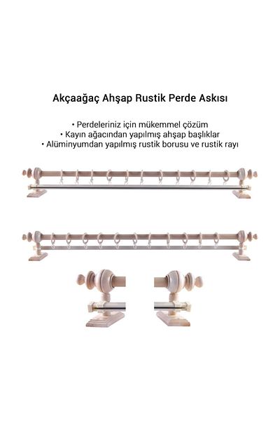 Orlenda Umeraș pentru perdea rustică din lemn de arțar - țeavă rustică cu o singură șină 275 cm