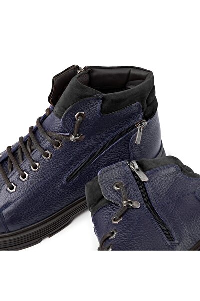 Ducavelli Ankle Hakiki Deri Bağcıklı Kauçuk Taban Erkek Bot, Fermuarlı Bot