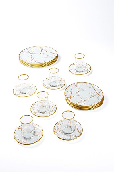 GÜRCÜGLASS Beyaz Mermer 24 Prç Set