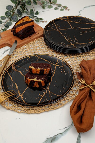 GÜRCÜGLASS Mermer Desen Pasta Tabağı