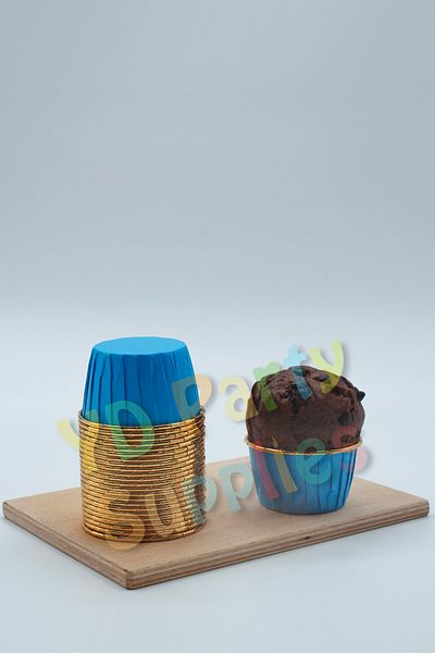 L'Opaline Blue Gold Metallic Muffin Cake Mold 25 Pieces 50x39