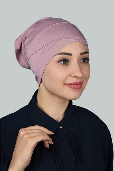 Altobeh Σταυρός Εξωτερικός Χιτζάμπ Καπό Χτενισμένο Βαμβακερό - Σκούρο Ροζ