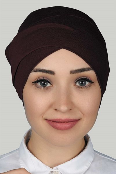 Altobeh Σταυρός Εξωτερικό Καπό Hijab Χτενισμένο Βαμβακερό - Claret Red