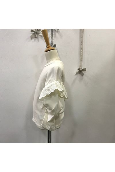 Çikoby Girl's T-Shirt with Lace Sleeves