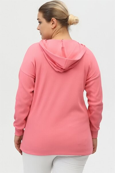 Seamoda Large Size Comfortable 4 Season Camisole Sweatshirt with Slit Detail - pink