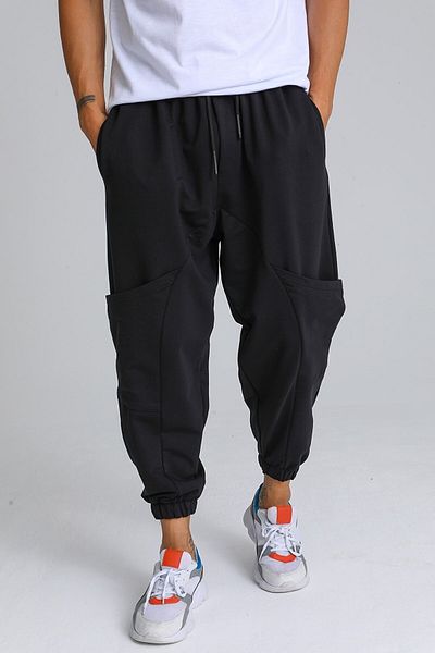 DARK AND BRIGHT Men's Bottom Sweatpants Side Pocket Loose Trousers Winter Sweatpants
