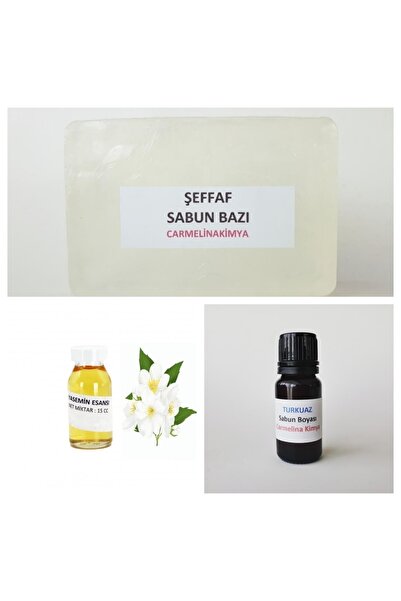 CARMELİNA 1kg Şeffaf Sabun Bazı- Turkuaz Sabun Boyası Ve Yasemin Esansı