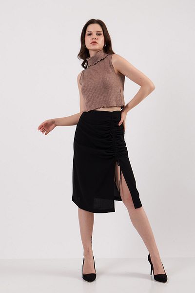 orcey Women's Baby Overlock Detailed Turtleneck Sleeveless Sweater