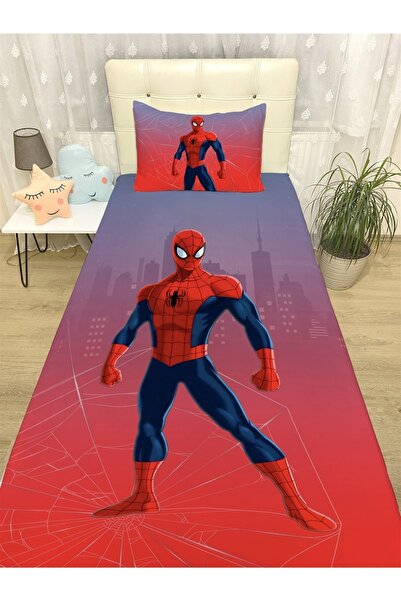 EVPANYA Örümcek Adam Desenli Yatak Örtüsü Ve Yastık Kılıfı