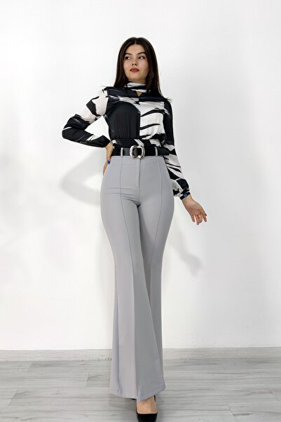 MissVina 3950 Kemerli Ispanyol Paça Pantolon