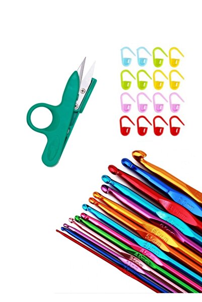 Artus Tedarik Metal Saplı Tığ Yün Örgü Seti Tığ 7 Adet + Işaretleyici Ve Makas